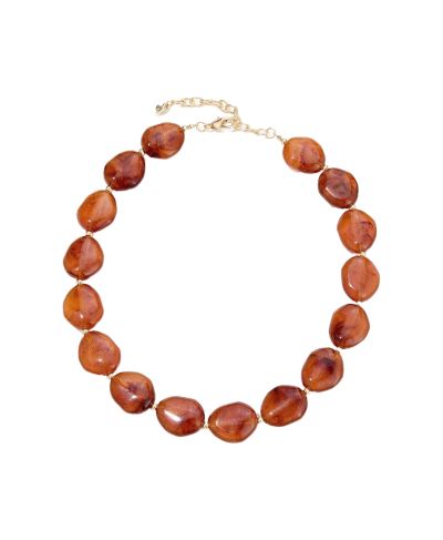 Tess kralenketting met natuursteenlook in bruin