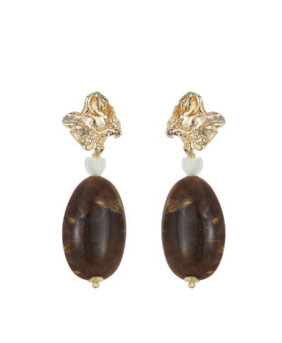 Statement stones oorbellen in bruin