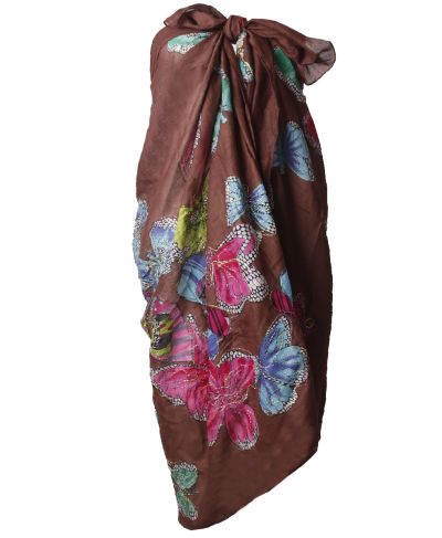 Bruine pareo met vlinder print
