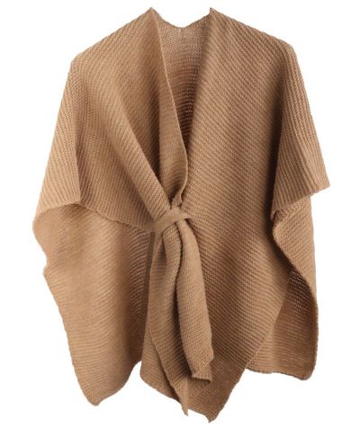 Alpaca-blend omslagdoek in camel met lus