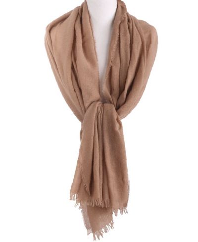 Camelkleurige stola/sjaal van 100% kasjmier