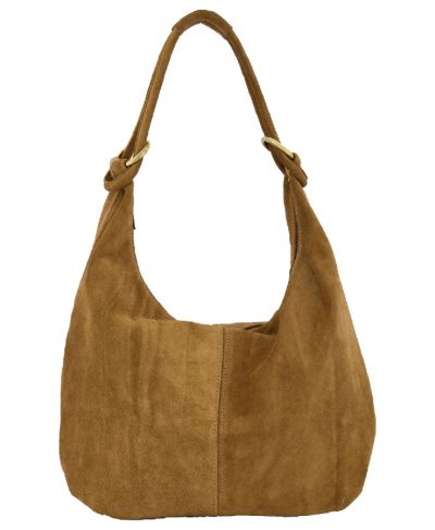 Suède shopper tas in camel