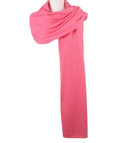 Kasjmier-blend sjaal/omslagdoek in zuurstok roze