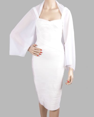 Korte bolero stola van effen witte crêpe voile