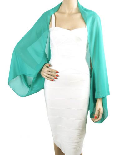 Bolero stola van effen caribbean groene crêpe voile