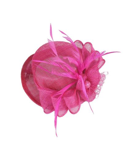 Cerise roze sinamay haaraccessoire op clips