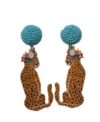 Oorbellen met cheetah hanger