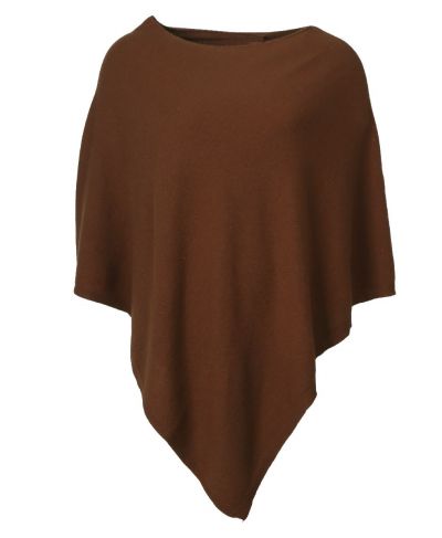 Poncho in kasjmier-blend in bruin