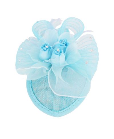 Turquoise haarbloem/Corsage met rozen