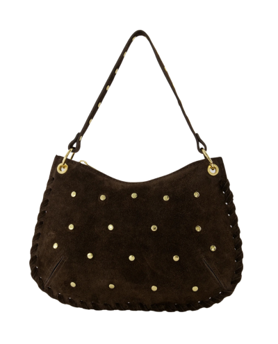 Dune suède schoudertas met gouden studs