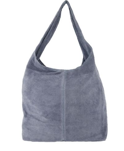 Denimblauwe suède shopper met rits