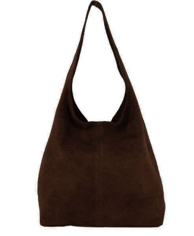 Donkerbruine suède shopper met rits
