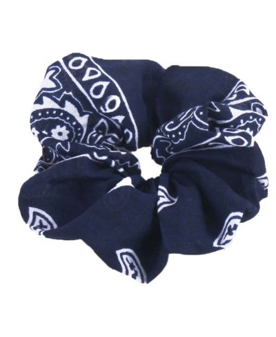 Donkerblauwe boerenzakdoek scrunchie