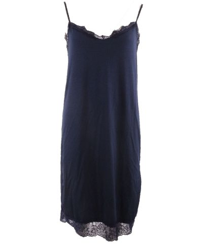 Tricot onderjurk met kant in donkerblauw