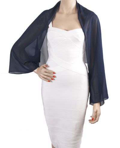 Korte bolero stola van effen donkerblauwe crêpe voile
