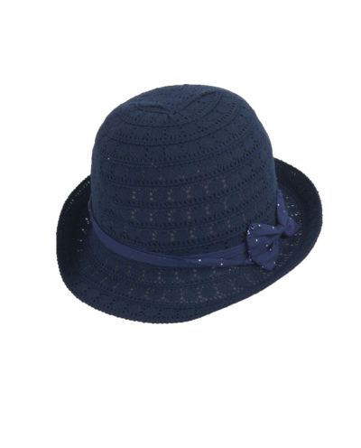 Kanten zonnehoed in donkerblauw