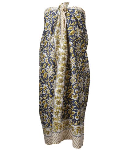 Janice sarong in donkerblauw met bloemenprint