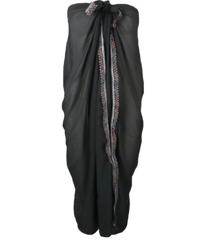 Donkergrijze crêpe voile pareo met een zilver sierbandje