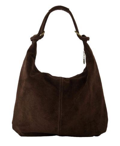 Suède shopper tas in donkerbruin