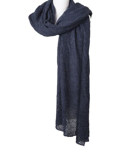Gehaakte Claire omslagdoek in donker jeansblauw
