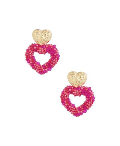 Elize oorbellen in roze en rood