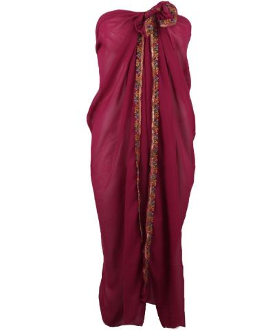 Framboosrode crêpe voile pareo met sierbandje