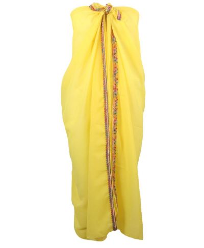 Gele crêpe voile pareo met sierbandje