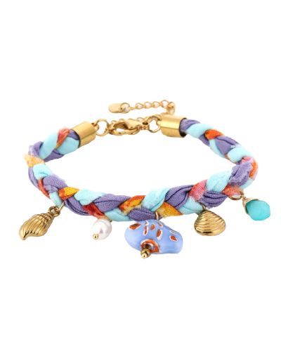 Gevlochten armband met bedels