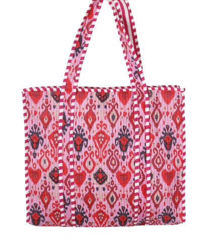 Gewatteerde schoudertas/shopper in roze met ornamentprint