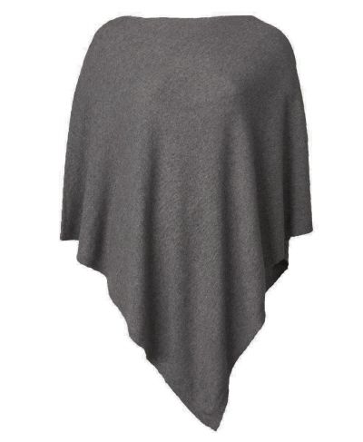 Poncho in kasjmier-blend in grijs