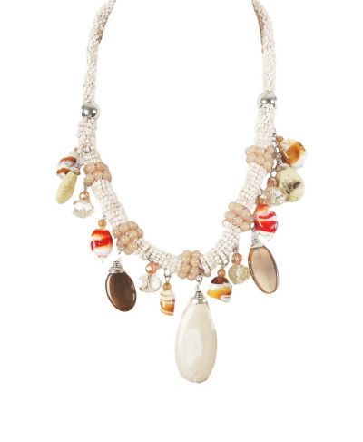Glaskralen ketting met stenen-hangers