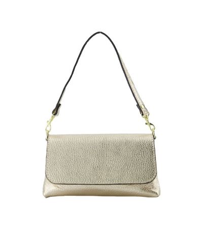Metallic lederen clutch in goud