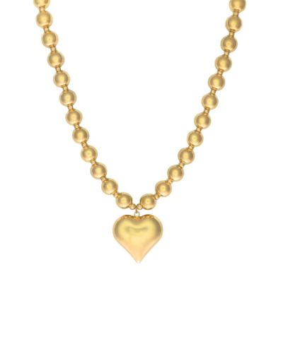 Gouden kralenketting met hart bedel 