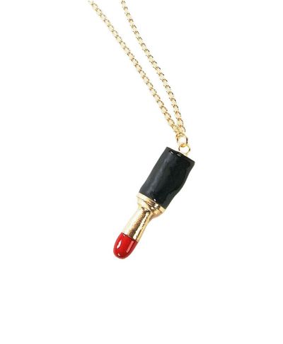 Goudkleurig Lucky Lips halskettinkje met lipstick hanger