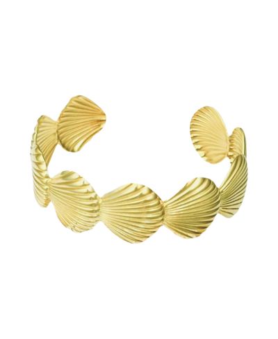 Goudkleurige bangle armband met schelpen