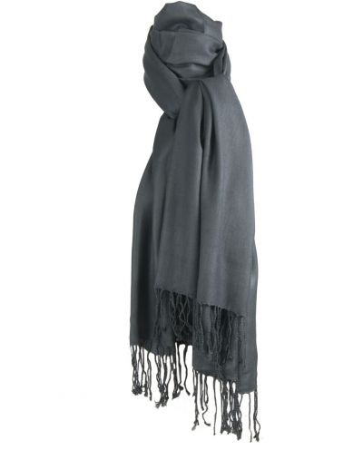 Donkergrijze pashmina sjaal