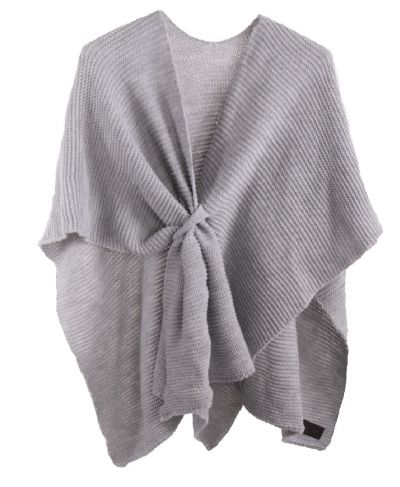 Alpaca-blend omslagdoek in grijs met lus