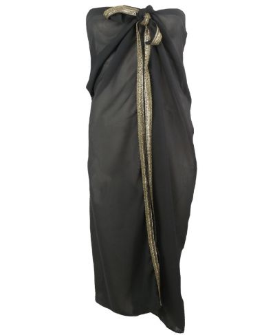 Donkergrijze crêpe voile pareo met sierbandje