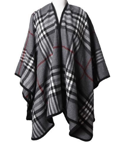 Grijze omslagdoek met klassieke ruit