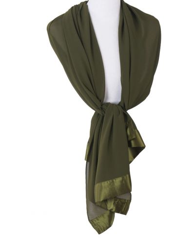Donkergroene crêpe voile stola
