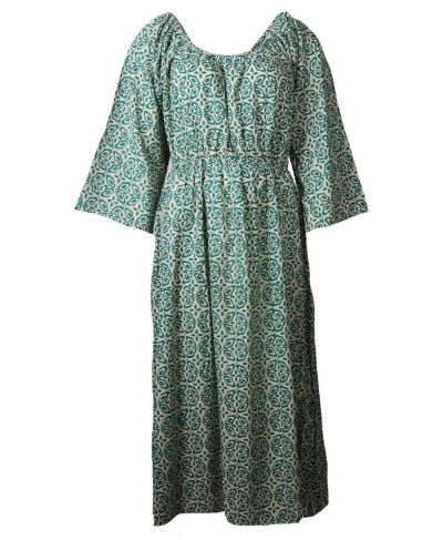Katoenen jurk met azteken print in groen