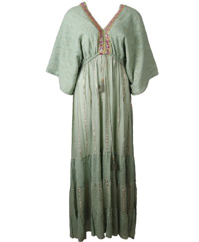 Lange maxi-jurk in de kleur jadegroen