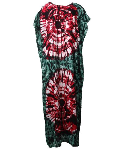 Koeldragende lange kaftan met batikprint 