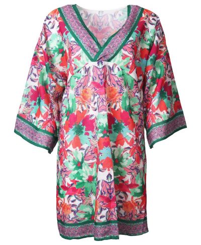 Lange tuniek met floral print in groen