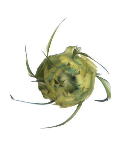 Groene veren bloemcorsage