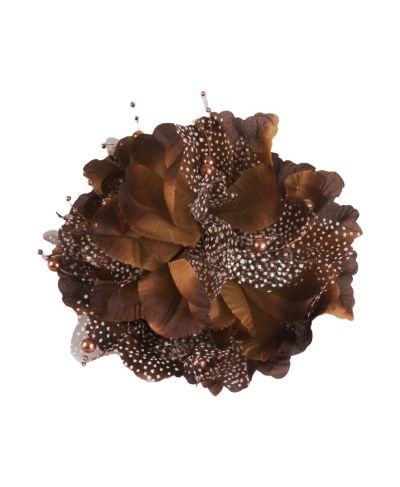 Haarbloem corsage in bruin
