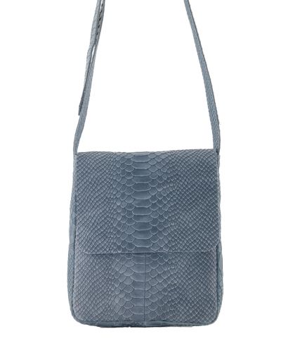 Hailey croco schoudertas in jeansblauw