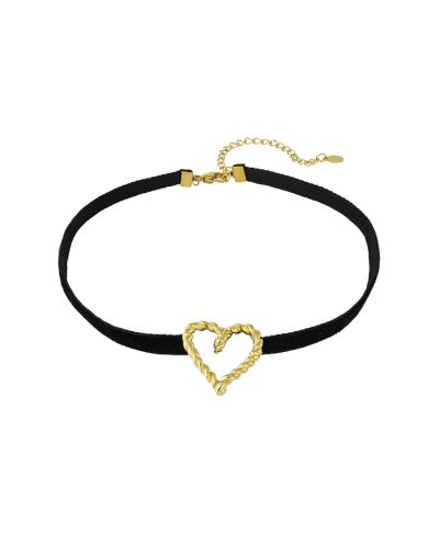 Velvet choker ketting met hartje