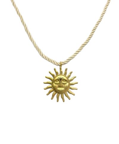 Touw ketting in ivoor met zon