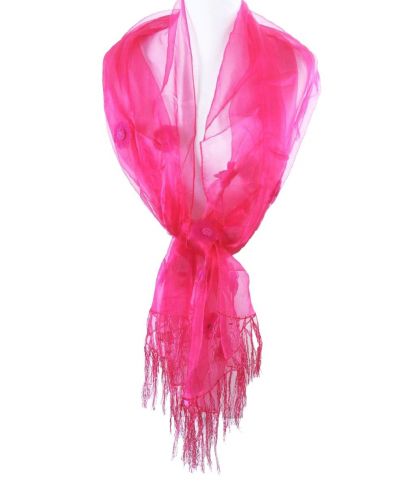 Hardroze organza stola afgewerkt met bloemetjes